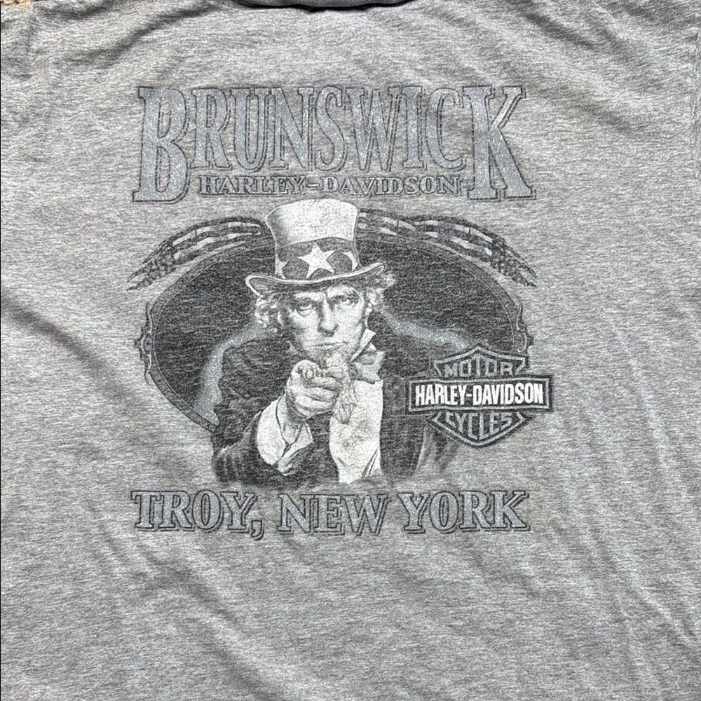 Y2K Harley Davidson Eagle Tshirt Gray XL Troy NY Brunswick